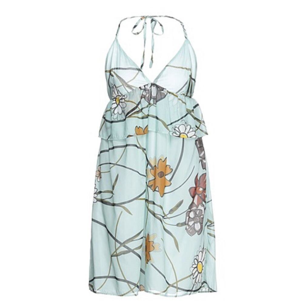 Manila Grace babydoll Y2K style dress sz. 8 floral Silk/Cotton Halter Top NWT